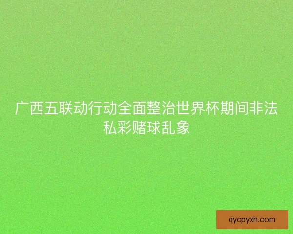 广西五联动行动全面整治世界杯期间非法私彩赌球乱象